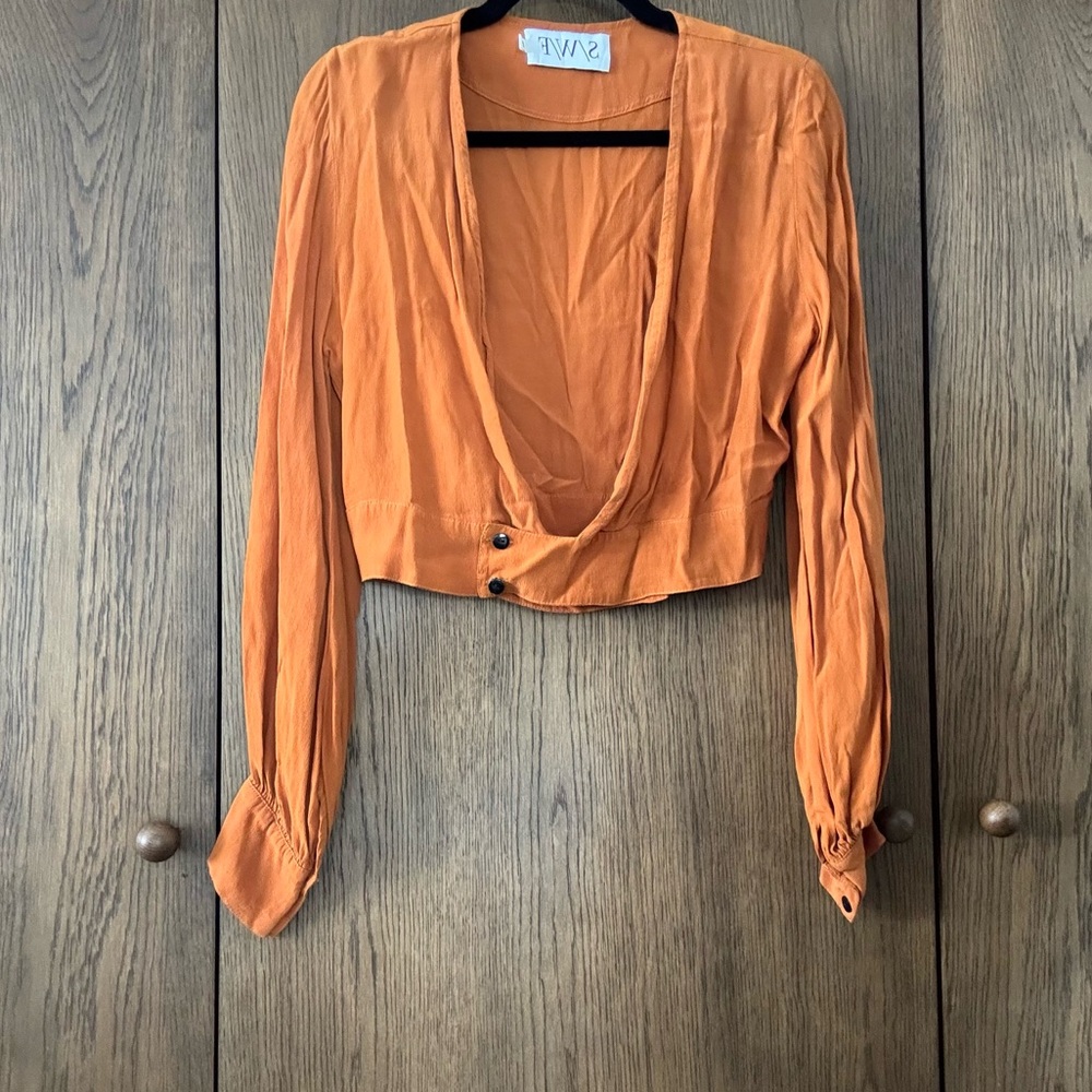SWF Orange Drape Front Blouse